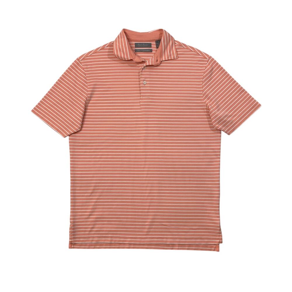 Daniel Cremieux Polo Shirt Mens S Small Salmon White Pima Performance Striped